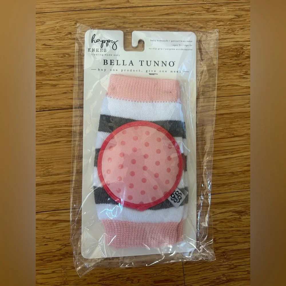 NWT Bella Tunno Pink & White Striped Baby Knee Pads- One Size